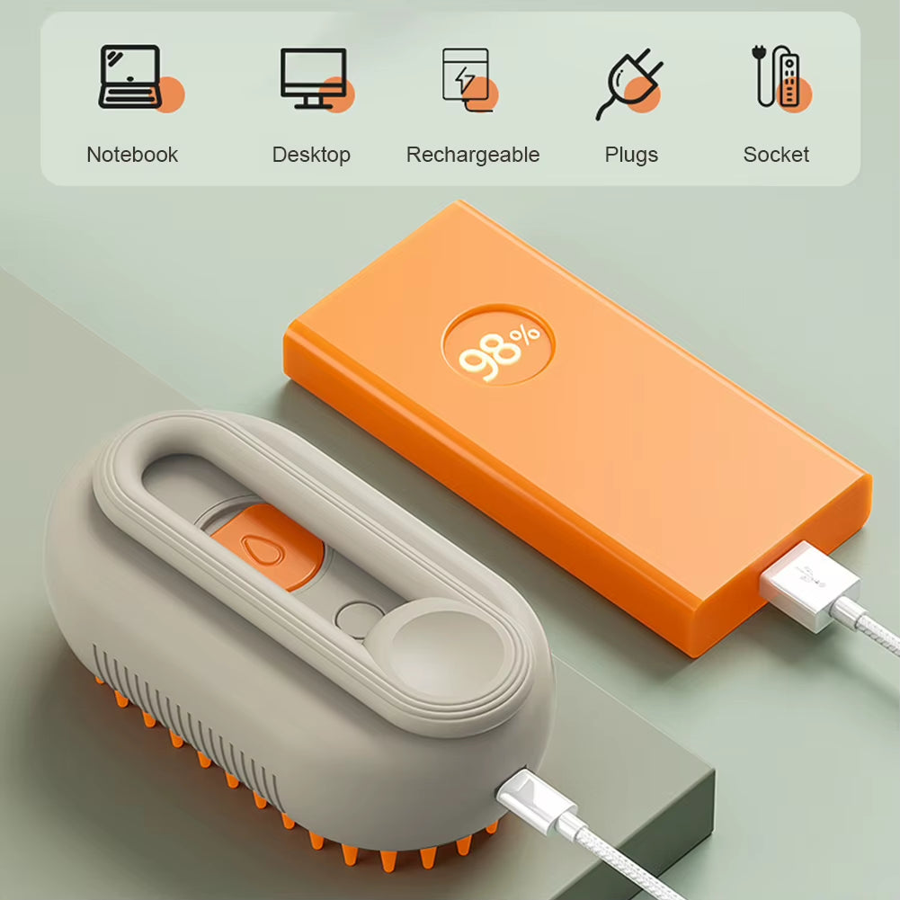 3-in-1 Pet Grooming Brush for Dogs & Cats – Steam Spray, Hair Removal, Massage & Cleaning Comb