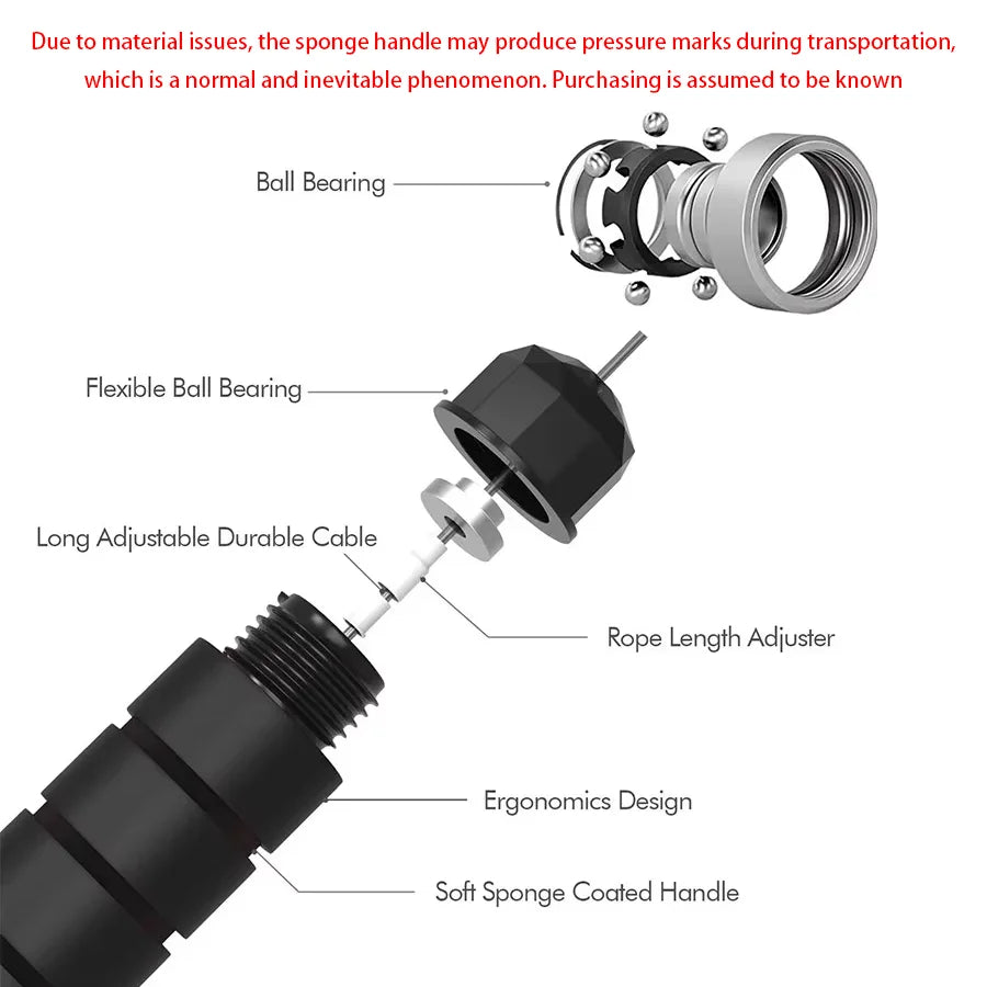 Adjustable Speed Jump Rope with Ball Bearings – Tangle-Free, Foam Handles, Fitness Training Skipping Rope