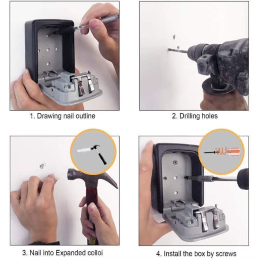 Wall Mounted Key Lock Box – 4-Digit Outdoor Combination Safe