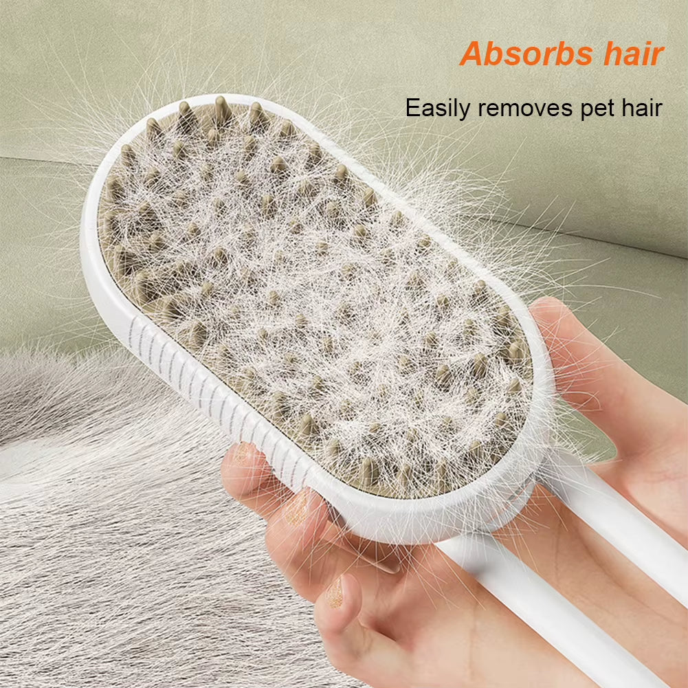3-in-1 Pet Grooming Brush for Dogs & Cats – Steam Spray, Hair Removal, Massage & Cleaning Comb