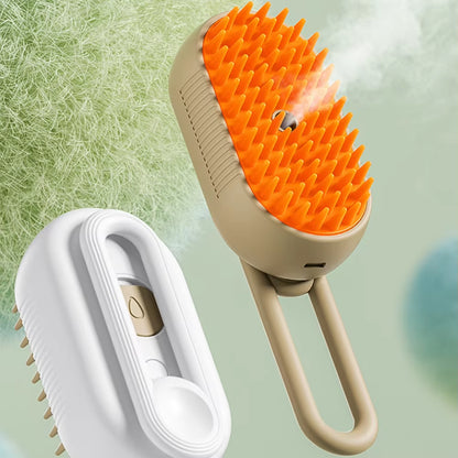 3-in-1 Pet Grooming Brush for Dogs & Cats – Steam Spray, Hair Removal, Massage & Cleaning Comb