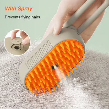 3-in-1 Pet Grooming Brush for Dogs & Cats – Steam Spray, Hair Removal, Massage & Cleaning Comb