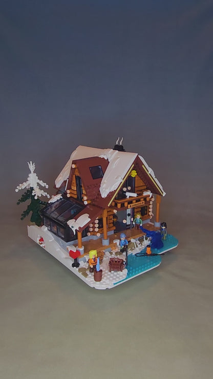 Aurora Cabin Building Set with LED Lights – 2425 Pieces