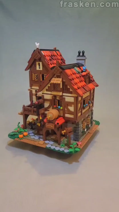 Medieval Tavern Building Blocks Set – European Street Architecture, 2868 PCS, Compatible Brick MOC Model